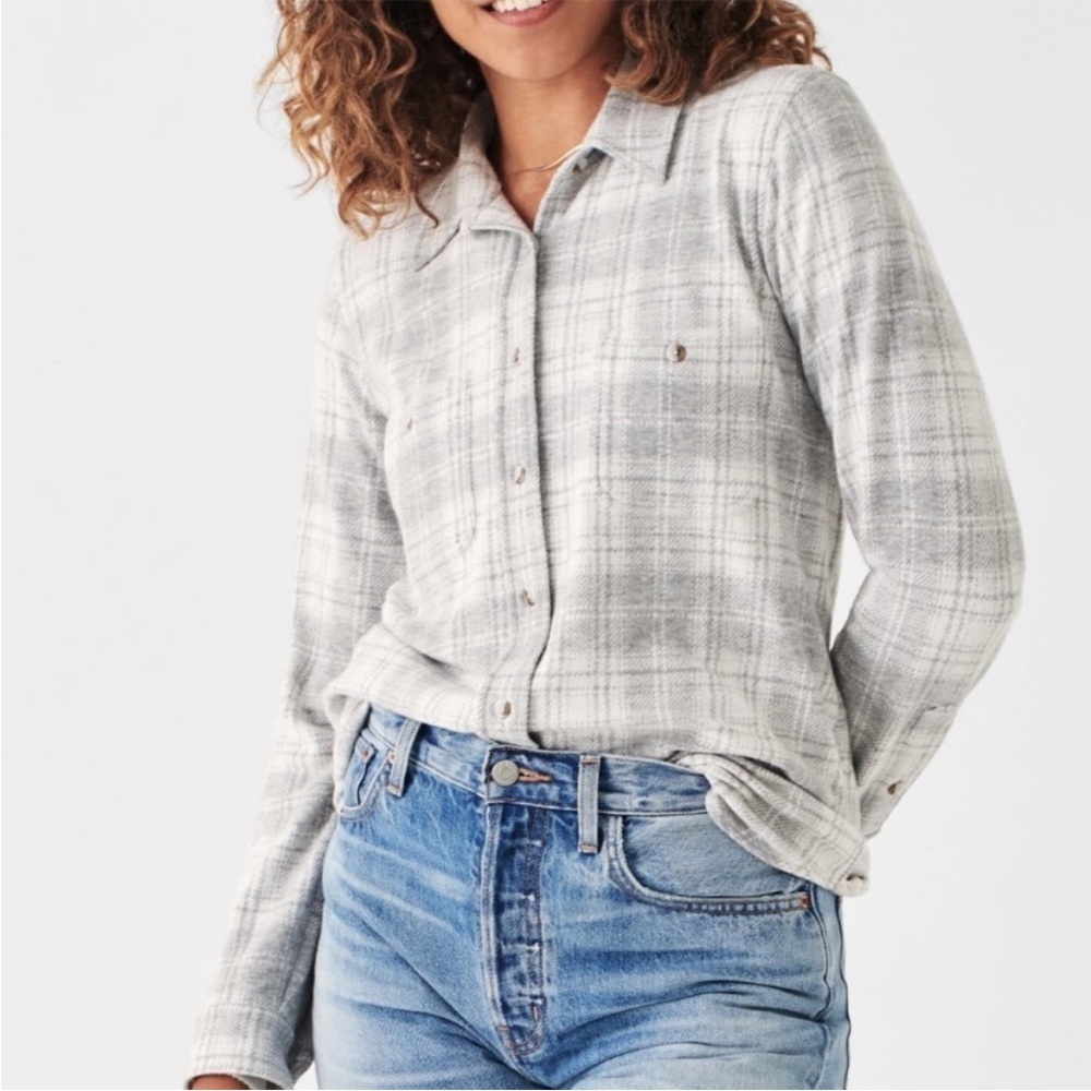 Women's Faherty Legend™ Sweater Shirt Grey Plaid Size Small
